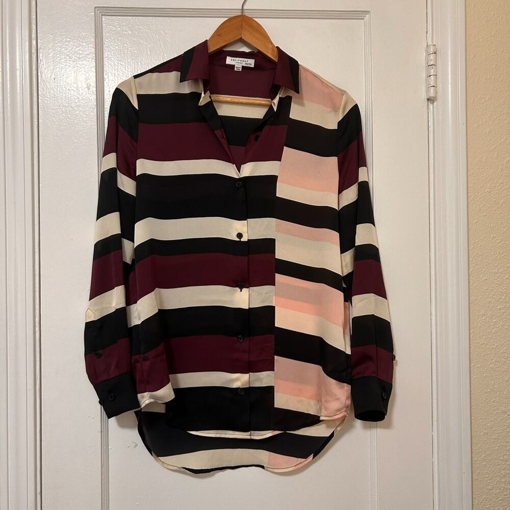 Equipment Femme XXS Colorblock Stripe Long Sleeve Button Up Blouse EUC